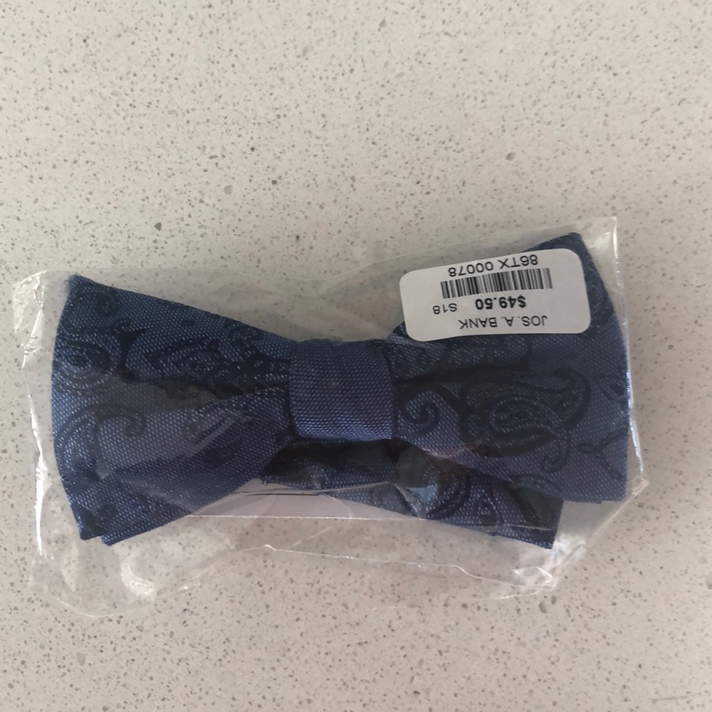 Blue paisley bow tie